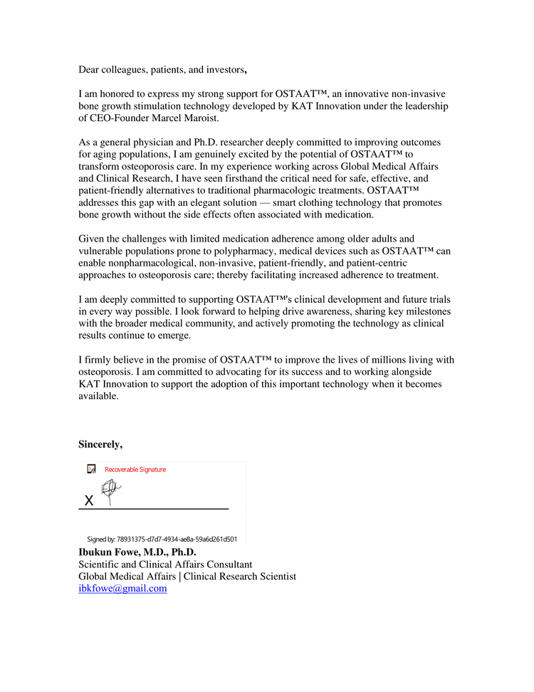 Letter of Intent - Dr. Fowe
