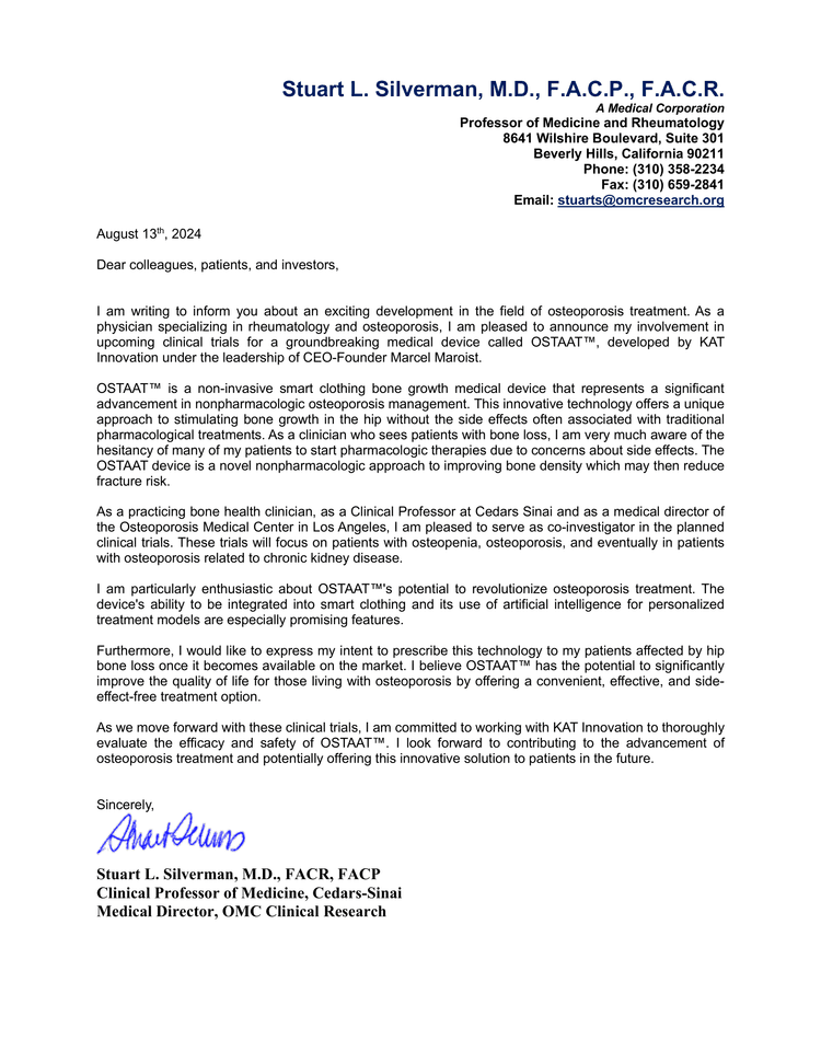 Letter of Intent - Dr. Silverman